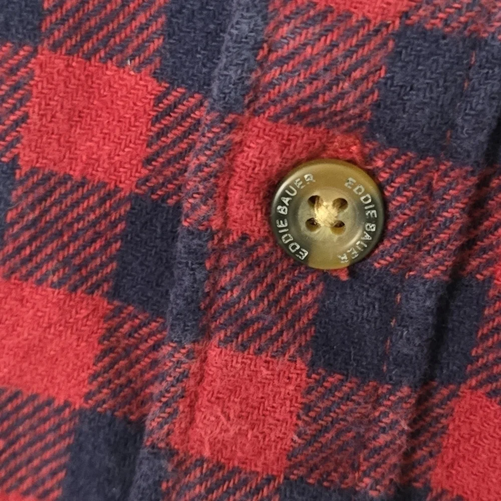 EDDIE BAUER mens small plaid red long sleeve  Button shirt - Picture 12 of 13